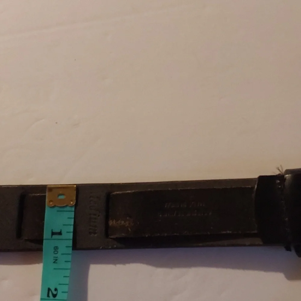 Womens Vintage Sonoma Black Leather Belt Silver Buckle Raised Notches Sz.S/M